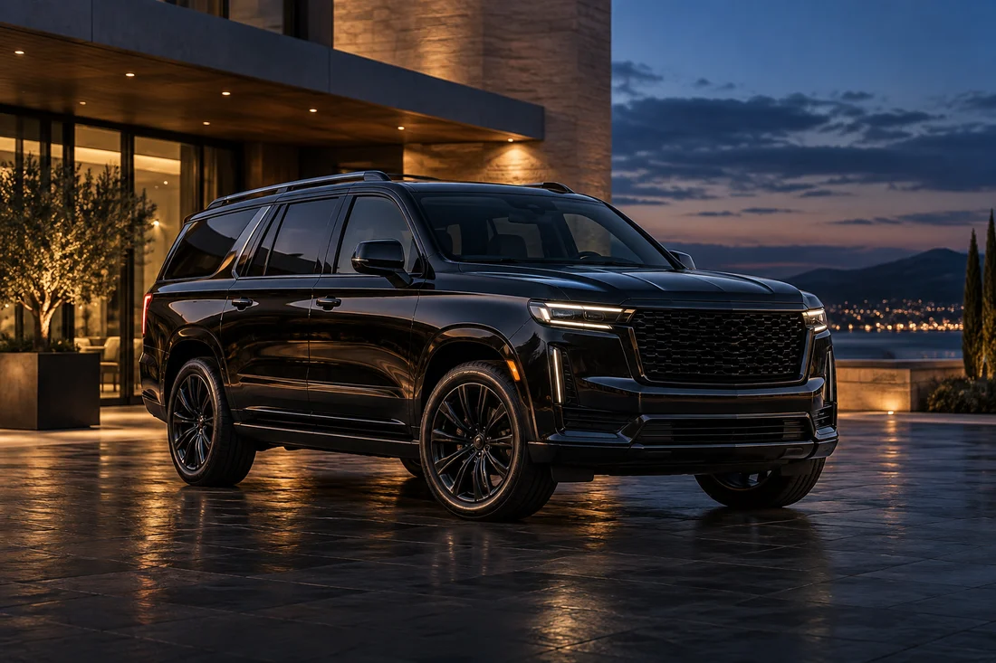 Representative black premium SUV at dusk