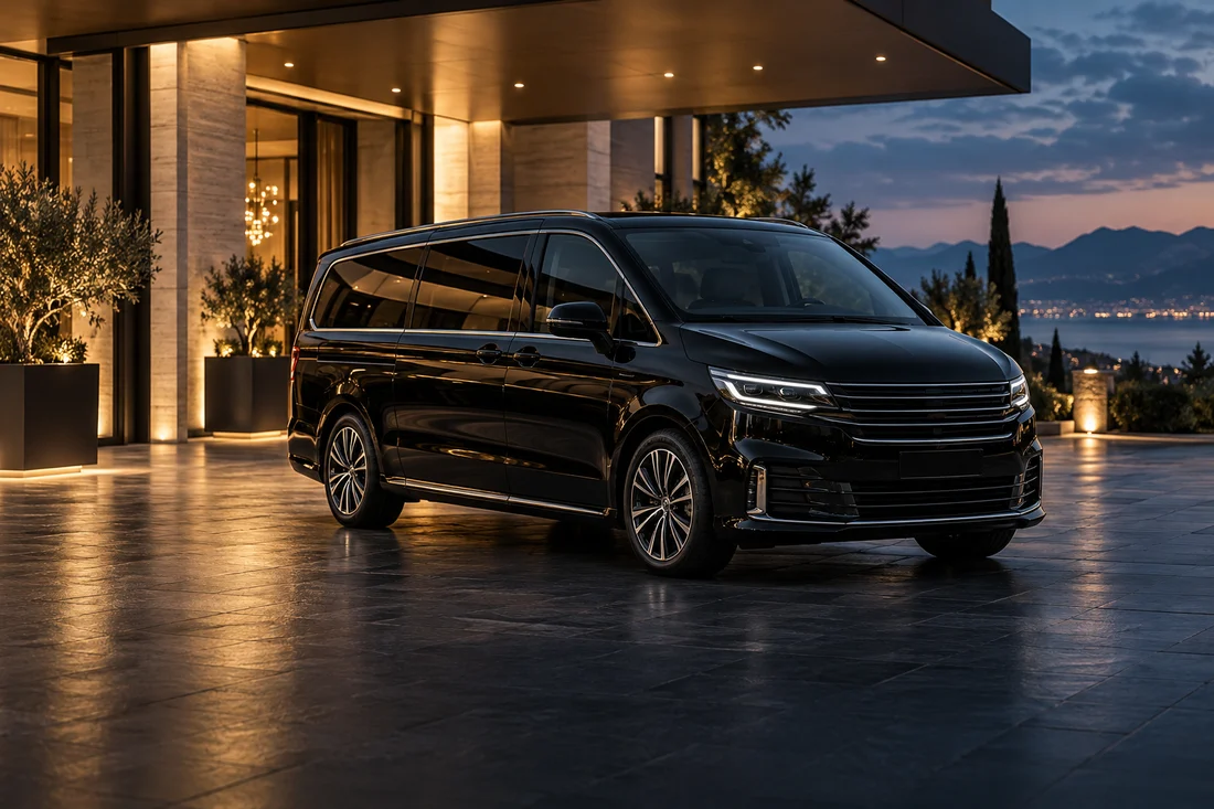 Representative black people mover outside a contemporary hotel